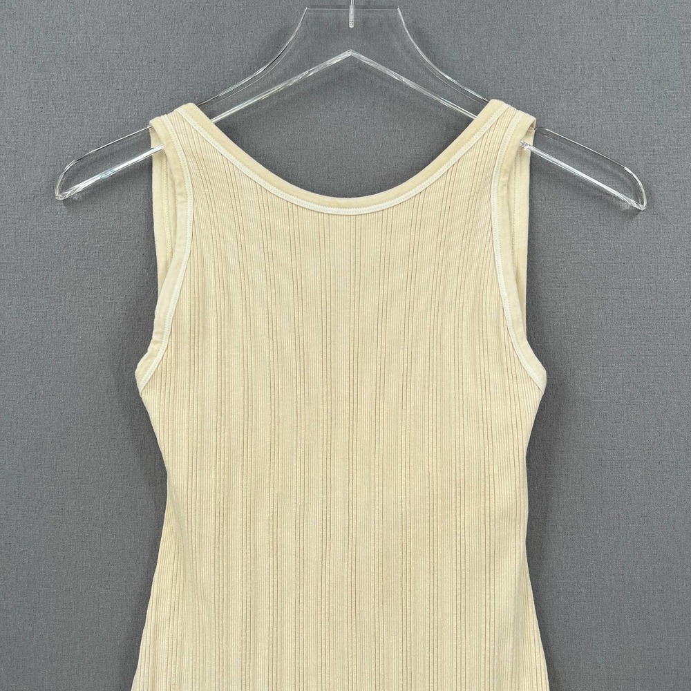 ENZA COSTA Dress Womens Small Cream Rib Scoop Back Midi Dress Stretch Low Back - Picture 4 of 16